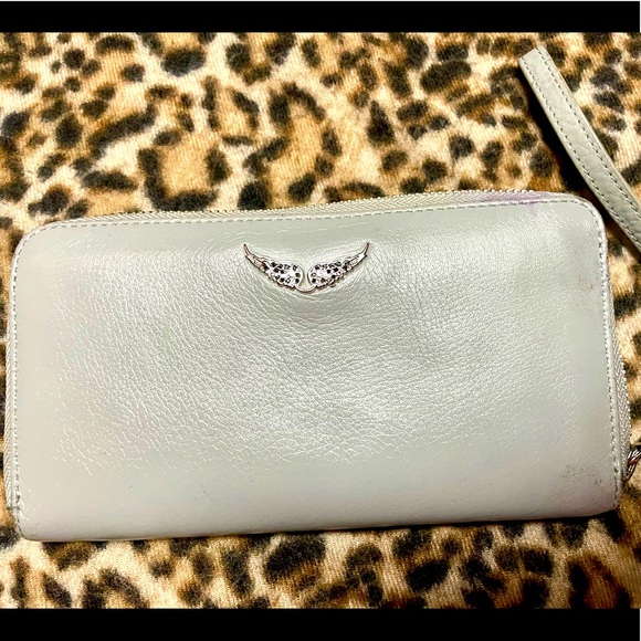 Zadig et Voltaire Leather Compagnon Wristlet Wallet Silver - Picture 5 of 16